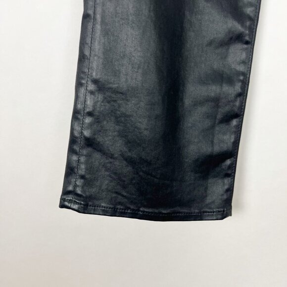 AG Adriano Goldschmied Coated Jeans 30 Black Jodi Crop High-Rise Slim Flare Crop - Picture 4 of 16